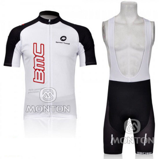 2011 Maillot BMC Tirantes Mangas Cortas Blanco